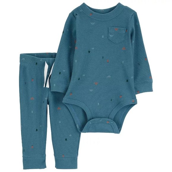 Baby Boy Carter's 2-Piece Camp Print Bodysuit Pant Set - Picture 1 of 2